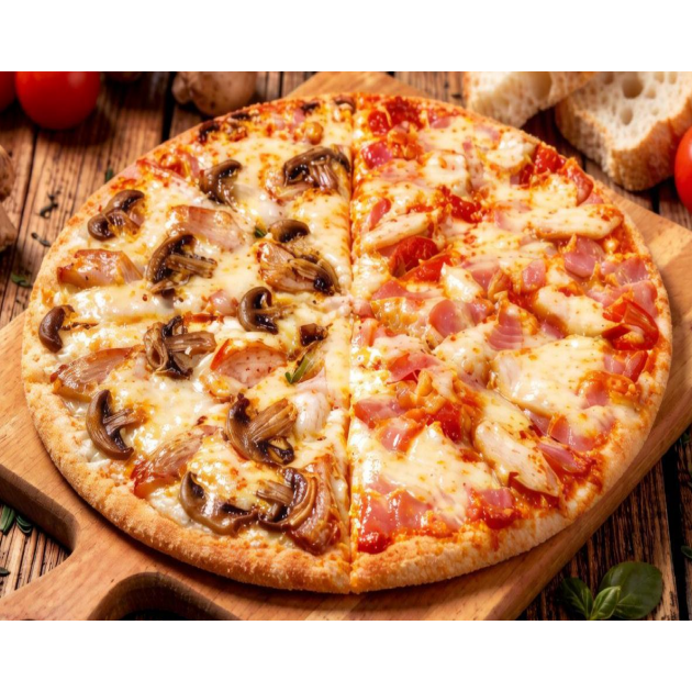Пицца 2 половинки Мясная/Жульен 40 см